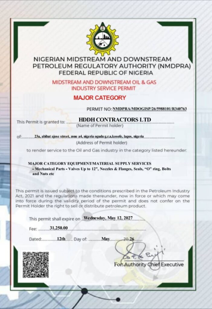 NMDPRA — Major Category Permit (Equipment Supply)
