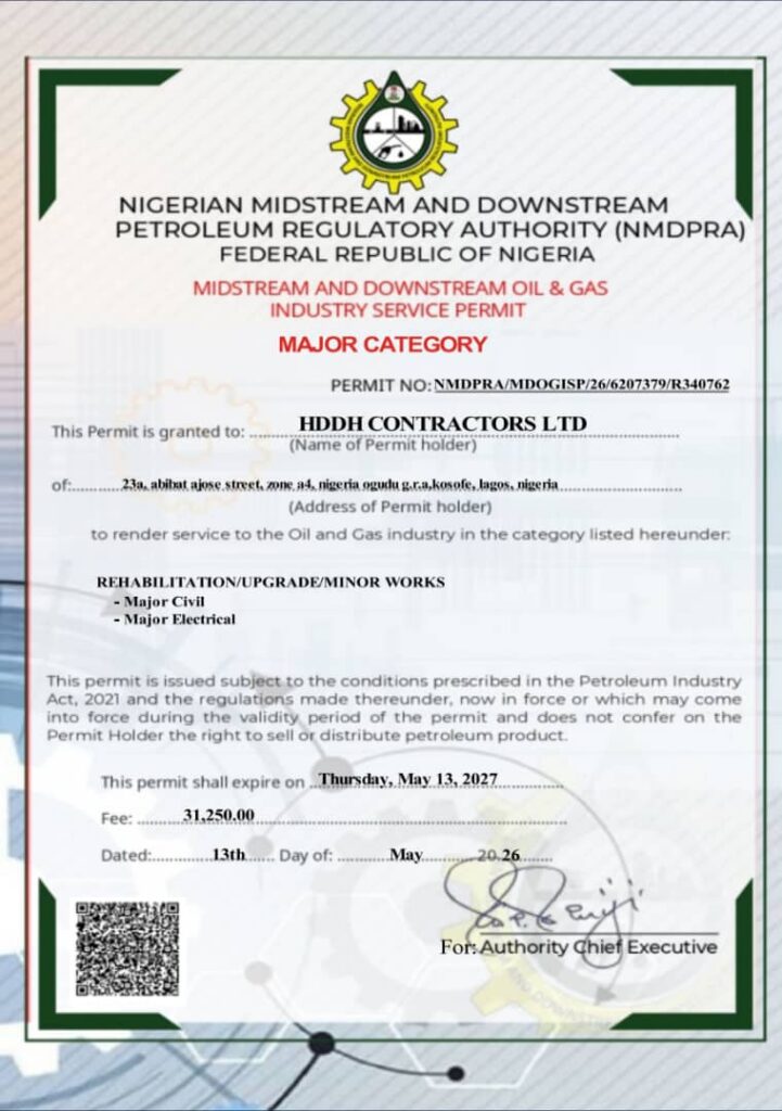 NMDPRA — Major Category Permit (Civil & Electrical)